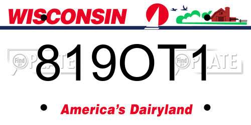 819OT1 Wisconsin License Plate