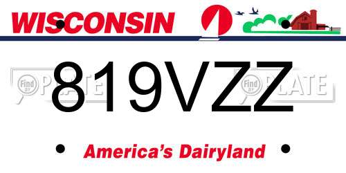 819VZZ Wisconsin License Plate