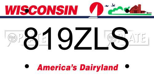 819ZLS Wisconsin License Plate