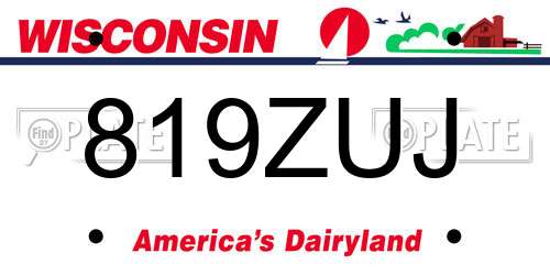 819ZUJ Wisconsin License Plate