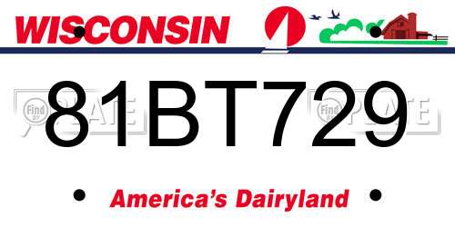 81BT729 Wisconsin License Plate