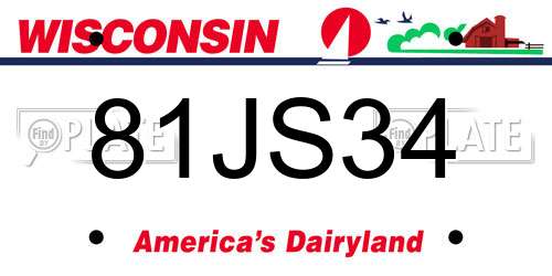 81JS34 Wisconsin License Plate