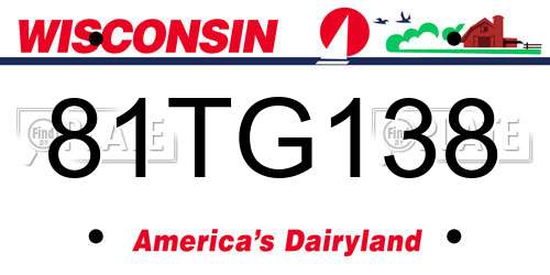 81TG138 Wisconsin License Plate