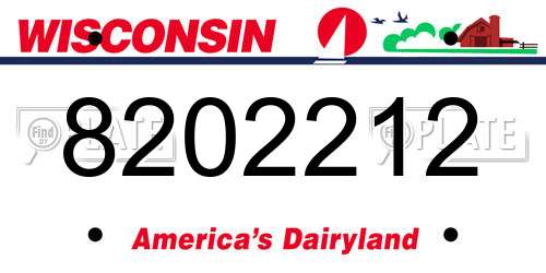 8202212 Wisconsin License Plate