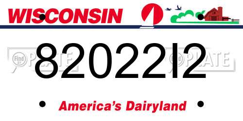 82022I2 Wisconsin License Plate