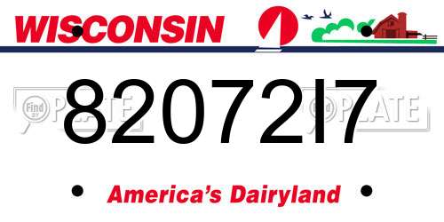 82072I7 Wisconsin License Plate