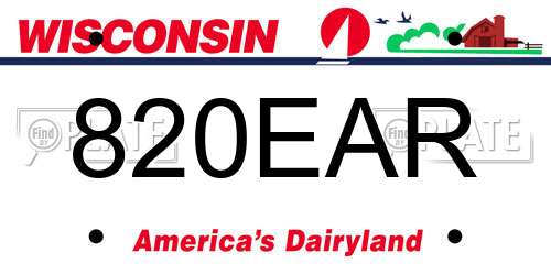820EAR Wisconsin License Plate