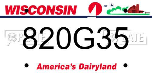 820G35 Wisconsin License Plate