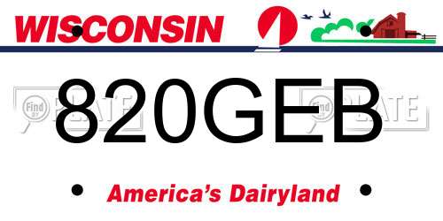 820GEB Wisconsin License Plate