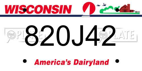 820J42 Wisconsin License Plate