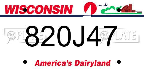 820J47 Wisconsin License Plate