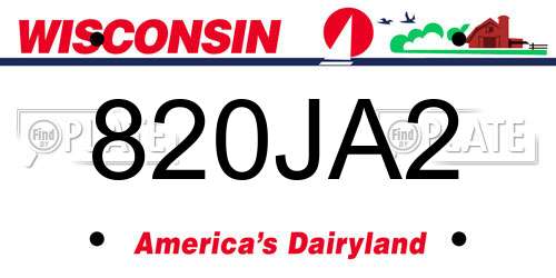 820JA2 Wisconsin License Plate