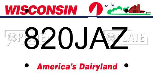 820JAZ Wisconsin License Plate