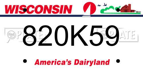 820K59 Wisconsin License Plate