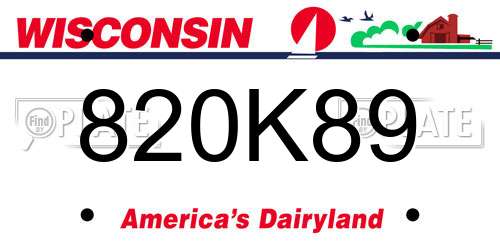 820K89 Wisconsin License Plate