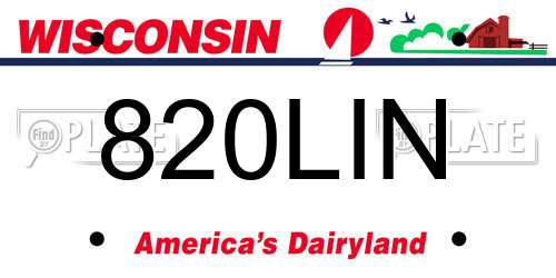 820LIN Wisconsin License Plate