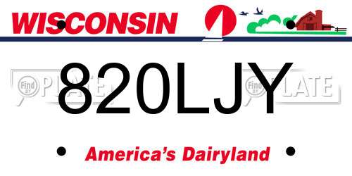 820LJY Wisconsin License Plate