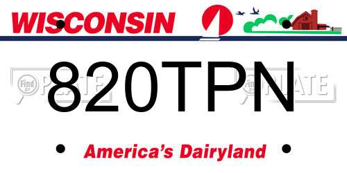 820TPN Wisconsin License Plate