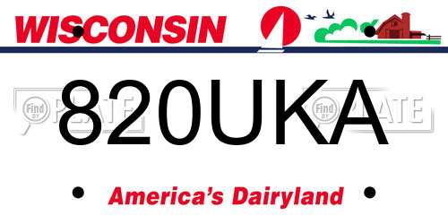 820UKA Wisconsin License Plate
