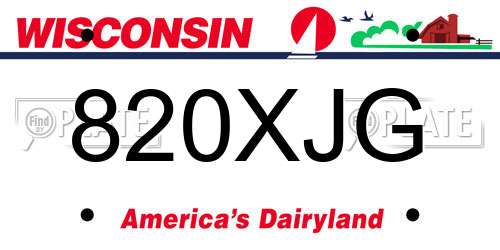 820XJG Wisconsin License Plate