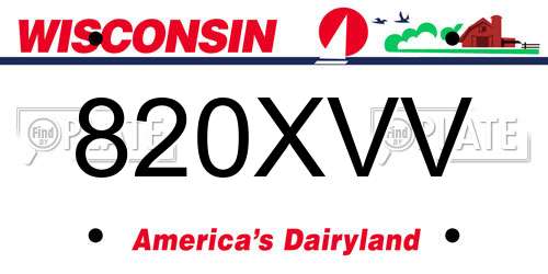 820XVV Wisconsin License Plate