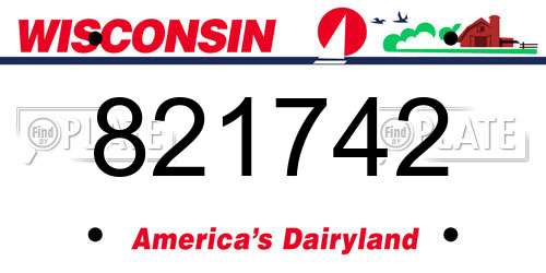 821742 Wisconsin License Plate