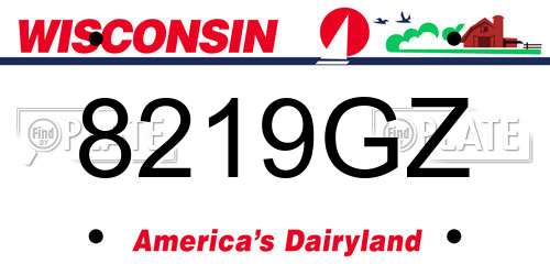 8219GZ Wisconsin License Plate