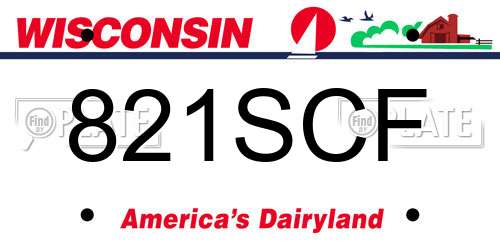 821SCF Wisconsin License Plate