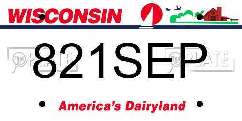 821SEP Wisconsin License Plate