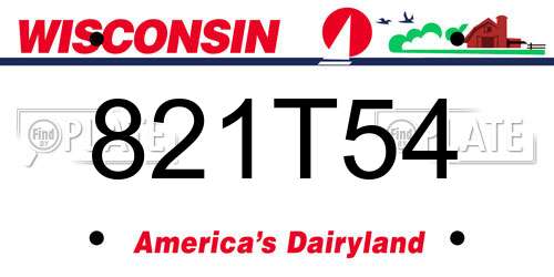 821T54 Wisconsin License Plate