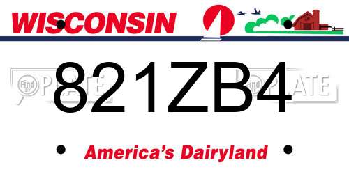 821ZB4 Wisconsin License Plate