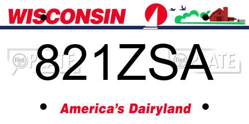 821ZSA Wisconsin License Plate