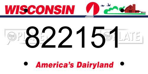822151 Wisconsin License Plate