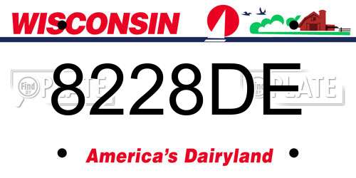 8228DE Wisconsin License Plate