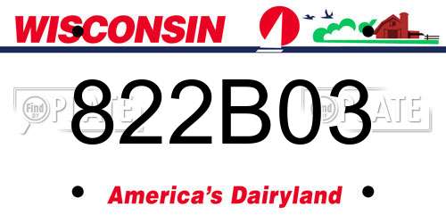 822B03 Wisconsin License Plate