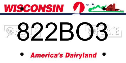 822BO3 Wisconsin License Plate