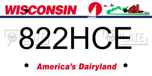 822HCE Wisconsin License Plate