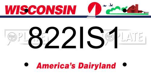 822IS1 Wisconsin License Plate