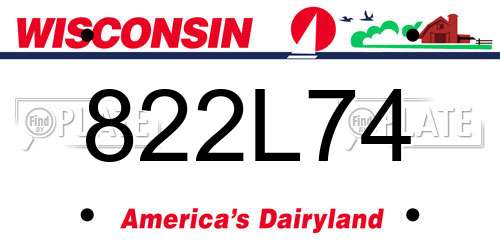 822L74 Wisconsin License Plate