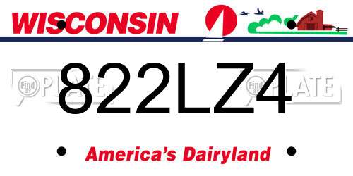 822LZ4 Wisconsin License Plate