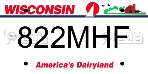 822MHF Wisconsin License Plate