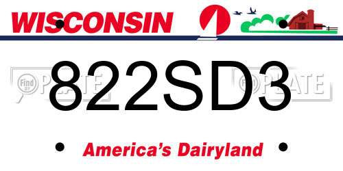 822SD3 Wisconsin License Plate