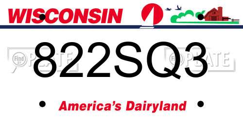 822SQ3 Wisconsin License Plate