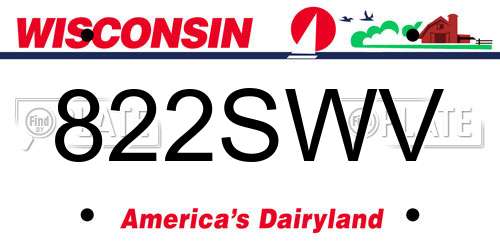 822SWV Wisconsin License Plate