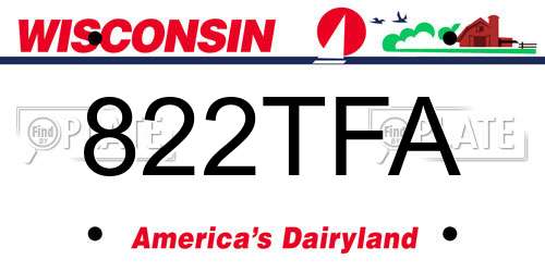 822TFA Wisconsin License Plate