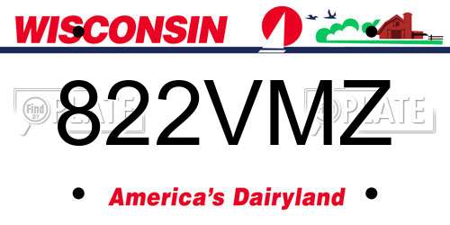 822VMZ Wisconsin License Plate