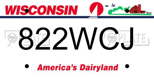 822WCJ Wisconsin License Plate