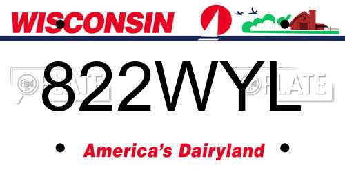 822WYL Wisconsin License Plate