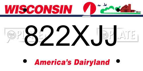 822XJJ Wisconsin License Plate
