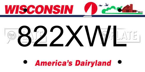 822XWL Wisconsin License Plate
